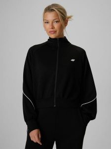 4F Bluza kibica regular bez kaptura damska - czarna XS. Czarne bluzy 4f, xs, bez wzorów, z dresówki, bez kaptura. Za 169,99 zł.