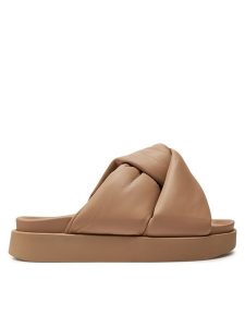 Inuikii Klapki Soft Crossed 70104-140 Beżowy. Brązowe klapki Inuikii, bez wzorów, ze skóry, bez obcasa. Za 469,99 zł.