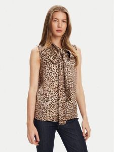 Marciano Guess Bluzka 5YGH12 7298A Brązowy Regular Fit. Brązowe bluzki Marciano Guess, z aplikacjami, z wiskozy, bez kołnierzyka, bez ramiączek. Za 399,99 zł.