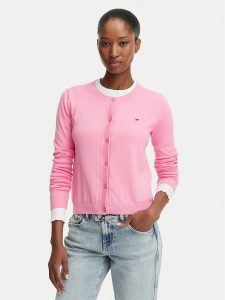 Tommy Jeans Kardigan DW0DW20976 Różowy Regular Fit. Czerwone kardigany Tommy Jeans, z bawełny. Za 369,99 zł.