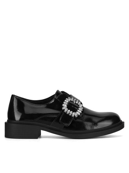 Sergio Bardi Półbuty GRD-E1090-01SB Czarny. Czarne półbuty Sergio Bardi, bez wzorów, z lakierowanej skóry, bez obcasa, na płaskiej podeszwie, bez zapięcia. Za 149,99 zł.