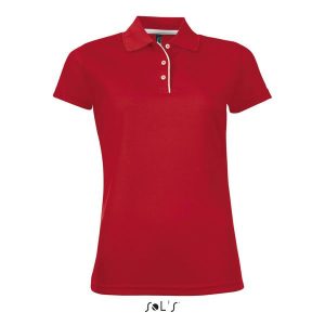 Damska koszulka polo Sol's Performer. Czerwone bluzki SOL'S, s, bez wzorów, bez kołnierzyka, bez ramiączek. Za 126,00 zł.
