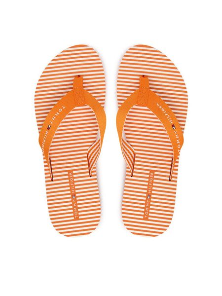 Tommy Hilfiger Japonki Th Ithaca Stripe Summer Sandal FW0FW09192 Pomarańczowy. Brązowe klapki TOMMY HILFIGER, bez wzorów, z materiału, bez obcasa. Za 169,99 zł.