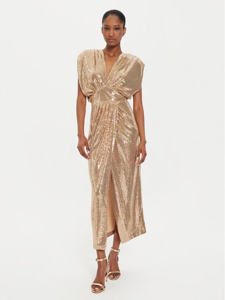 Rinascimento Sukienka wieczorowa CFC0121029003 Złoty Regular Fit. Żółte kombinezony Rinascimento, xs, bez wzorów, z syntetyku, wizytowe, bez kołnierzyka, bez ramiączek. Za 469,99 zł.