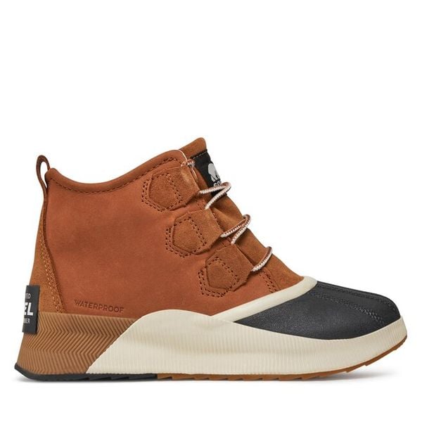 Trzewiki Sorel. Brązowe botki Sorel, bez wzorów, bez obcasa, na płaskiej podeszwie, bez zapięcia. Za 399,99 zł.