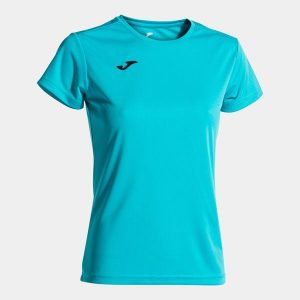 Koszulka do biegania damska Joma Combi z krótkim rękawem. Niebieskie bluzki JOMA, xs, bez wzorów, sportowe, bez kołnierzyka, bez ramiączek. Za 59,99 zł.