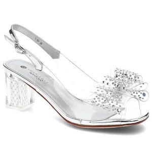 Sandaly damskie Scaviola, eleganckie z transparantnego tworzywa i skóry ekologicznej, srebrne, G-60. Szare sandały Sca'viola, bez wzorów, ze skóry ekologicznej, bez obcasa, na obcasie, bez zapięcia. Za 289,00 zł.