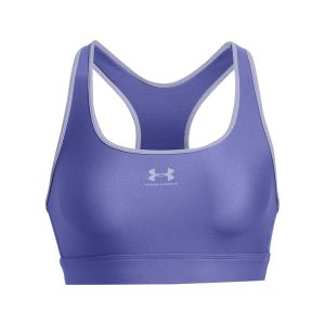 Biustonosz dla kobiet Under Armour HeatGear Mid Padless. Niebieskie koszulki sportowe Under Armour, bez wzorów, bez ramiączek, na fitness i siłownię. Za 128,99 zł.