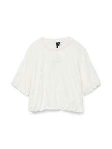 Vero Moda Koszulka w kolorze białym rozmiar: XS. Białe bluzki Vero Moda, xs, bez wzorów, z bawełny, bez kołnierzyka, bez ramiączek. Za 39,49 zł.