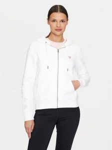 Guess Jeans Bluza W4YQ03 KC811 Biały Regular Fit. Białe bluzy Guess Jeans, xl, z aplikacjami, z bawełny, bez kaptura. Za 379,99 zł.