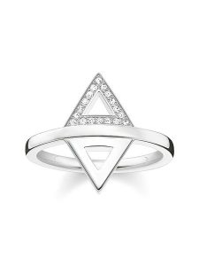 Thomas Sabo Srebrny pierścionek z cyrkoniami rozmiar: 52. Szare pierścionki Thomas Sabo, z cyrkonią, srebrne. Za 166,88 zł.
