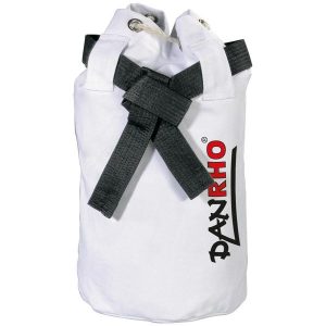 Torba sportowa z płótna Danrho Dojo Line. Białe torby podróżne i sportowe DANRHO, bez wzorów, z bawełny. Za 120,00 zł.