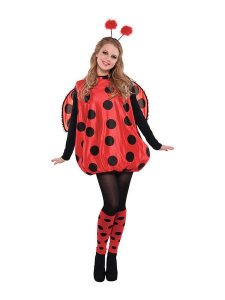 Amscan 4-częściowy kostium "Darling Bug" w kolorze czerwonym rozmiar: S/M. Czerwone kombinezony Amscan, m, z aplikacjami, bez kołnierzyka, bez ramiączek. Za 110,04 zł.