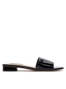 Nine West Klapki S4SH1847-01 Czarny. Czarne klapki Nine West, bez wzorów, z materiału, bez obcasa. Za 109,99 zł.