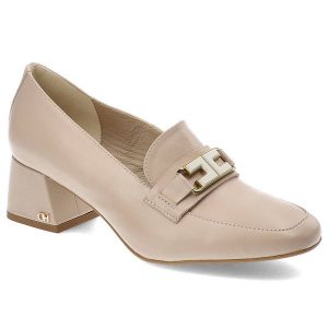 Beżowe Półbuty Chebello Damskie Eleganckie Obuwie. Brązowe półbuty CheBello, bez wzorów, ze skóry, bez obcasa, na obcasie, bez zapięcia. Za 309,00 zł.