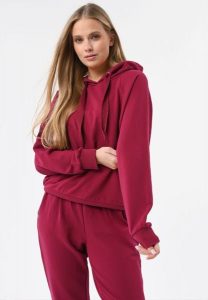 Bluza oversize z kapturem B-AIKA. Czerwone bluzy Volcano, l, bez wzorów, z bawełny, z kapturem. Za 169,99 zł.