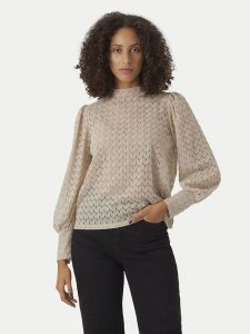 Vero Moda Bluzka Becca 10302894 Beżowy Regular Fit. Brązowe bluzki Vero Moda, l, bez wzorów, z syntetyku, bez kołnierzyka, bez ramiączek. Za 119,99 zł.