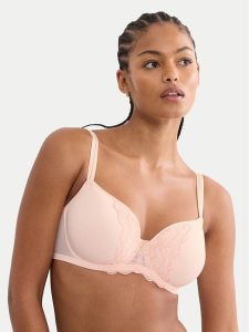 Triumph Biustonosz z fiszbiną Waves Of Glow 10227810 Beżowy. Brązowe biustonosze Triumph, bez wzorów, z syntetyku. Za 229,99 zł.