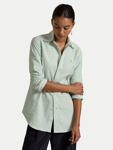 Polo Ralph Lauren Koszula 211941508007 Zielony Slim Fit. Zielone koszule Polo Ralph Lauren, bez wzorów, z bawełny, bez kołnierzyka, bez ramiączek. Za 429,99 zł.