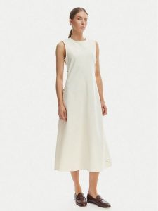 Tommy Hilfiger Sukienka codzienna WW0WW48774 Beżowy Regular Fit. Brązowe sukienki TOMMY HILFIGER, na co dzień, s, bez wzorów, z bawełny, bez kołnierzyka, bez ramiączek, proste. Za 699,99 zł.