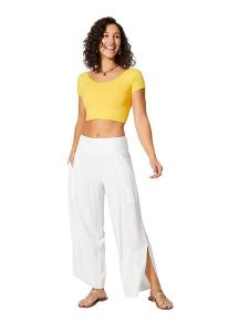 Aller Simplement Spodnie w kolorze białym rozmiar: 34/36. Białe spodnie z wysokim stanem Aller Simplement, bez wzorów, z materiału, z podwyższonym stanem. Za 65,23 zł.