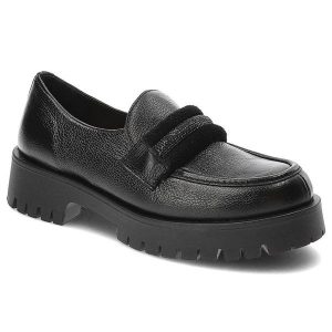 Czarne Półbuty Lemar Eleganckie Skórzane Buty. Czarne półbuty Lemar, bez wzorów, z futra, bez obcasa, bez zapięcia. Za 305,99 zł.