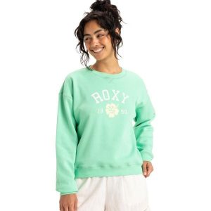 Bluza z okrągłym dekoltem dla Kobiety PERFECT PLACE BRUSHED Zielony. Zielone bluzy Roxy, m, bez wzorów, z bawełny, bez kaptura. Za 229,99 zł.