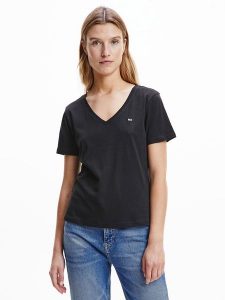 TOMMY JEANS Koszulka w kolorze czarnym rozmiar: XS. Czarne bluzki Tommy Jeans, xs, bez wzorów, z bawełny, bez kołnierzyka, bez ramiączek. Za 169,45 zł.