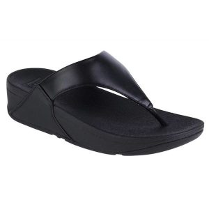 Japonki FitFlop Lulu W I88-001 czarne. Czarne klapki bez wzorów, z gumy, bez obcasa. Za 439,16 zł.