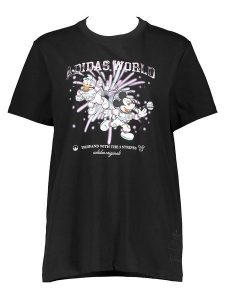 Adidas Koszulka "Graphic" w kolorze czarnym rozmiar: 34. Czarne bluzki ADIDAS, bez wzorów, z bawełny, bez kołnierzyka, bez ramiączek. Za 52,55 zł.