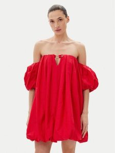 PINKO Sukienka letnia 105211 A2LD Czerwony Regular Fit. Czerwone sukienki Pinko, na lato, l, bez wzorów, z bawełny, bez kołnierzyka, bez ramiączek. Za 669,99 zł.