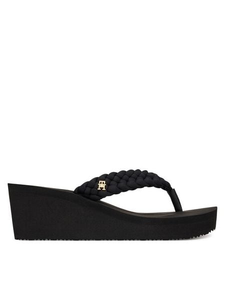 Tommy Hilfiger Japonki Th Wedge Braided Summer Sandal FW0FW09198 Czarny. Czarne klapki TOMMY HILFIGER, bez wzorów, z materiału, bez obcasa. Za 249,99 zł.