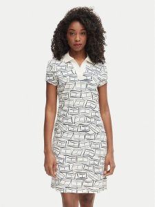 Tommy Hilfiger Sukienka codzienna 1985 Pique WW0WW49719 Beżowy jasny Regular Fit. Brązowe kombinezony TOMMY HILFIGER, m, bez wzorów, z bawełny, bez kołnierzyka, bez ramiączek. Za 489,99 zł.