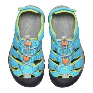 Sandały juniorskie KEEN Newport Boundless. Niebieskie buty trekkingowe Keen, bez wzorów, bez obcasa, bez zapięcia. Za 134,19 zł.