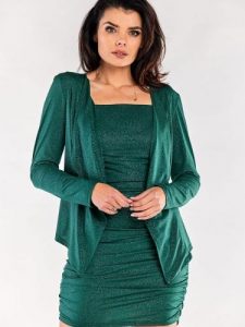Żakiet Model A559 Bottle Green - awama. Zielone marynarki i żakiety Awama, l, bez wzorów, z elastanu. Za 256,23 zł.