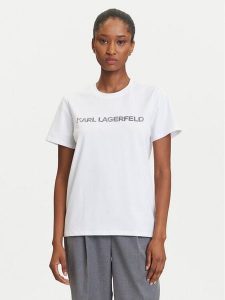 KARL LAGERFELD T-Shirt A3W17102 Biały Regular Fit. Białe t-shirty KARL LAGERFELD, m, bez wzorów, z bawełny, bez kołnierzyka, bez ramiączek. Za 289,99 zł.