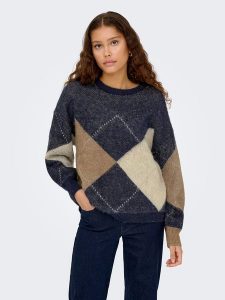 ONLY Sweter w kolorze granatowo-jasnobrązowym rozmiar: S. Brązowe swetry oversize ONLY, s, bez wzorów, ze splotem, bez ramiączek. Za 148,61 zł.