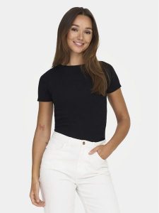 JDY T-Shirt Cirkeline 15307860 Czarny Slim Fit. Czarne t-shirty JDY, xl, bez wzorów, z wiskozy, bez kołnierzyka, bez ramiączek. Za 69,99 zł.