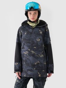 4F Kurtka snowboardowa membrana 8000 damska - czarna XXL. Czarne kurtki 4f, na zimę, m, bez wzorów, z dzianiny, z kapturem. W wyprzedaży za 299,99 zł.