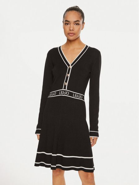 Liu Jo Sukienka dzianinowa TF4050 MS59L Czarny Regular Fit. Czarne kombinezony Liu Jo, l, bez wzorów, z dzianiny, bez kołnierzyka, bez ramiączek. Za 429,99 zł.