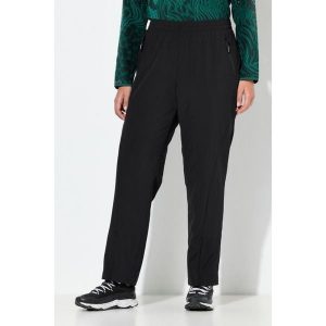 Damskie Spodnie funkcyjne proste nogawki elastyczny pas kieszenie na zamek. Czarne rajstopy i pończochy Ulla Popken, bez wzorów, z elastanu. Za 349,99 zł.