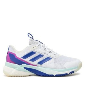 Buty halowe adidas. Białe buty sportowe ADIDAS, bez wzorów, bez zapięcia. Za 449,99 zł.