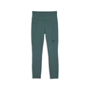 Damskie legginsy TAD ESSENTIALS o długości 7/8 PUMA. Zielone legginsy Puma, bez wzorów, z dzianiny, z podwyższonym stanem. Za 179,00 zł.