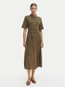 Tommy Hilfiger Sukienka codzienna WW0WW48756 Zielony Regular Fit. Zielone sukienki TOMMY HILFIGER, na co dzień, s, bez wzorów, z bawełny, bez kołnierzyka, bez ramiączek, proste. Za 699,99 zł.