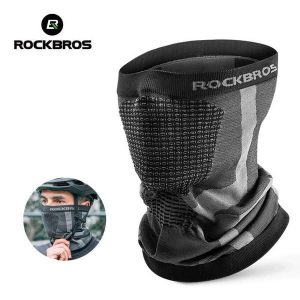 Komin maska na twarz Rockbros wiatroodporna anty UV oddychająca. Szare szaliki ROCKBROS, na zimę, bez wzorów, z dzianiny. Za 35,99 zł.