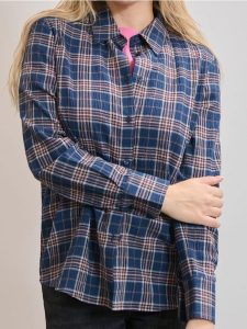 Bawełniana koszula w kratę - granatowy. Niebieskie koszule Sinsay, l, bez wzorów, z bawełny, bez kołnierzyka, bez ramiączek. W wyprzedaży za 33,99 zł.