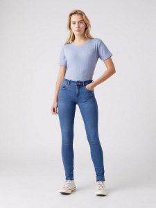 Wrangler Dżinsy "Skinny Daydream" - Skinny fit - w kolorze niebieskim rozmiar: W26/L30. Niebieskie jeansy Wrangler, z aplikacjami, z bawełny. Za 158,84 zł.