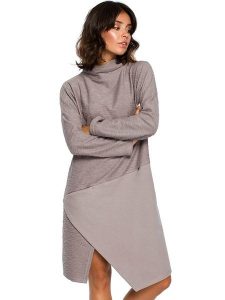 Be Wear Sukienka w kolorze szarym rozmiar: XL. Szare sukienki Be Wear, na co dzień, xl, bez wzorów, z asymetrycznym kołnierzem, bez ramiączek, mini, asymetryczne. Za 114,17 zł.