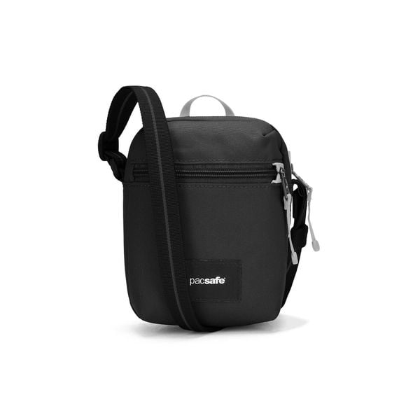 Saszetka Pacsafe Go Micro Crossbody - jet black. Czarne nerki i saszetki Pacsafe, bez wzorów. Za 218,99 zł.