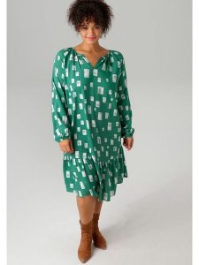 Aniston Sukienka w kolorze zielono-białym rozmiar: 52. Zielone sukienki Aniston, bez wzorów, z wiskozy, bez kołnierzyka, bez ramiączek, midi. Za 95,99 zł.